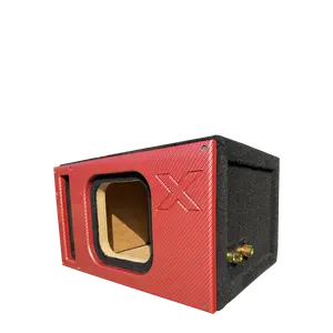 8" Single Vented SOLO X Sub Box-ALL 1" MDF-Red Super Weave Carbon Fiber Faceplate