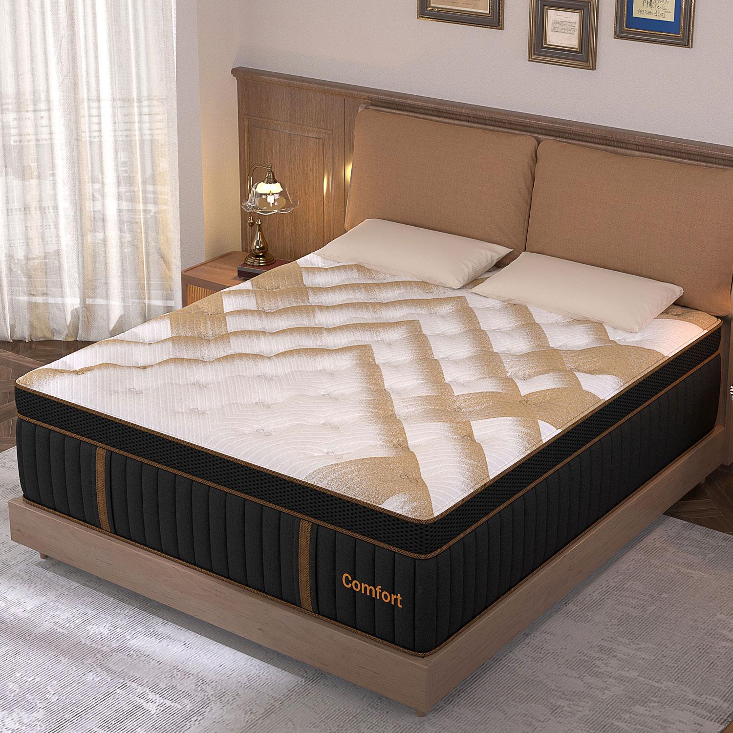 12/14 Inch Twin Full  Queen  King Mattress Memory Foam And Spring Hybrid Mattress Medium Firmness, Lumbar Support, For Home Rooms Hotels, Boxed Halloween ChristmasGift Furniture Ergonomic mattress Interior Modern