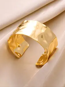 Adjustable Metal Open Cuff Fashionable Bracelet, Exaggerated Shiny Surface, Unique Women's Daily Jewelry, Fashion Accessory for Everyday Wear, Trendy Bangle