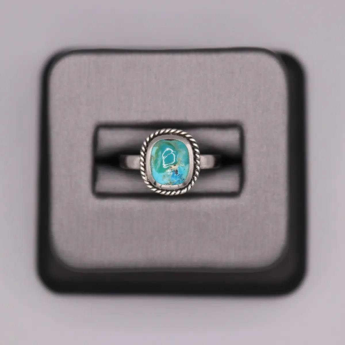 Sterling Silver Stone Ring - Square Turquoise