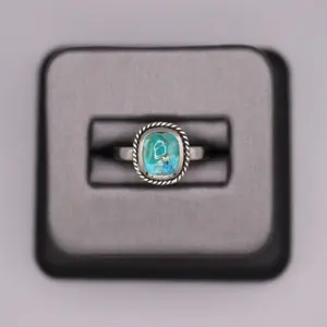 Sterling Silver Stone Ring - Square Turquoise