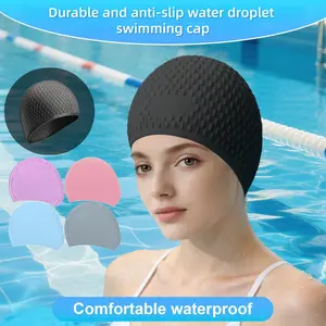 Waterproof Silicone Swimming Cap for Men and Women, High Elasticity Ear Protection, Long Hair Coverage, Durable Outdoor Water Sports Accessory