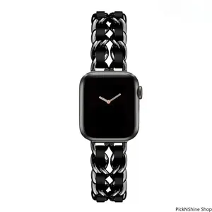 Metal And Leather Combined Smart Watch Band, Adjustable Wrist Strap, Elegant Durable Practical Accessory For Daily Casual Business Formal Occasions And Light Outdoor Personal Daily Wearing