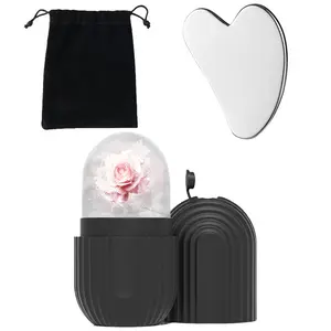 Facial Ice Roller Set with Stripe Shape Ice Mold, Mini Gua Sha Tool & Storage Bag, Ideal for Face Massage & Cooling Therapy