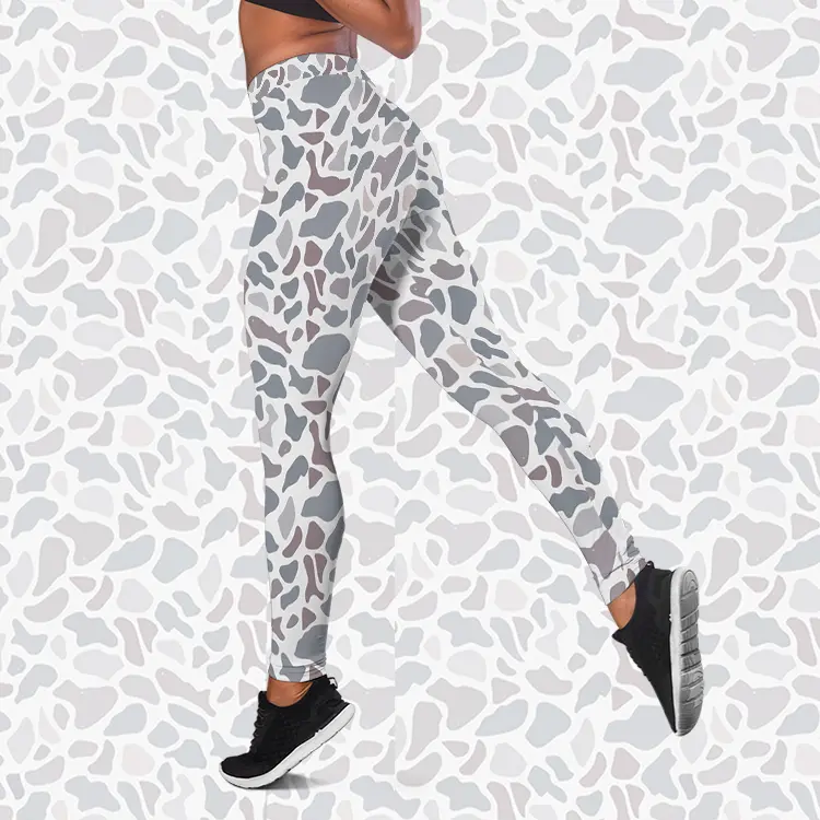 White Duck Classic Deer Gauge Driftwood Throwback Camo Legging Women's Leggings, Yoga Pants, High Waist Hunting Tights, Women's Outdoor Fitness Outfit