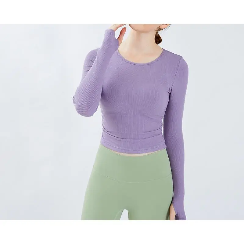 Aerial Yoga Suit for Women Long Sleeve Slimming Sports Top Short Pilates Training Fitness Outfit Set