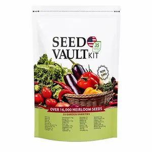 Heirloom Vegetable Seed Vault - 35-Variety, 90% Germination Rate, 16000+ Non-GMO Survival Stock, Seedling Packet Vegetables, Broccoli Seeds, Grow Kit, Home Garden Emergency Supply, Beginner Gardening Gift, Double-Flowered Moss Rose Annual, Broccoli Seeds