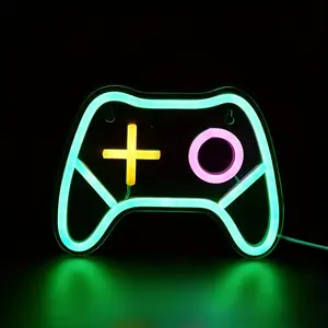 1pc LED Neon GamePad Sign - USB Powered Switch Control, Durable Plastic Game Controller for Gaming & Parties, 5V Wall-Mountable Decoration for Clubs, Bars, Game Rooms, Neon Signs for Wall Decor, Party Decoration, Modern Decor Item, Vibrant Display