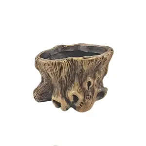 Creative Resin Flower Pot Mimicking Tree Stump, Indoor Outdoor Succulent Planter, Decorative Ornament Without Plants or Flowers