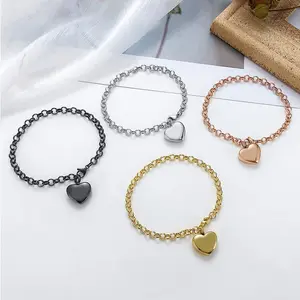 316L Stainless Steel Cremation Ashes Heart Pendant Bracelet