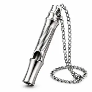 120dB Stainless Steel Emergency Survival Whistle with Lanyard, Ball-Free Loud Safety Signal Whistle for Hiking Camping Boating Fishing Outdoor EDC