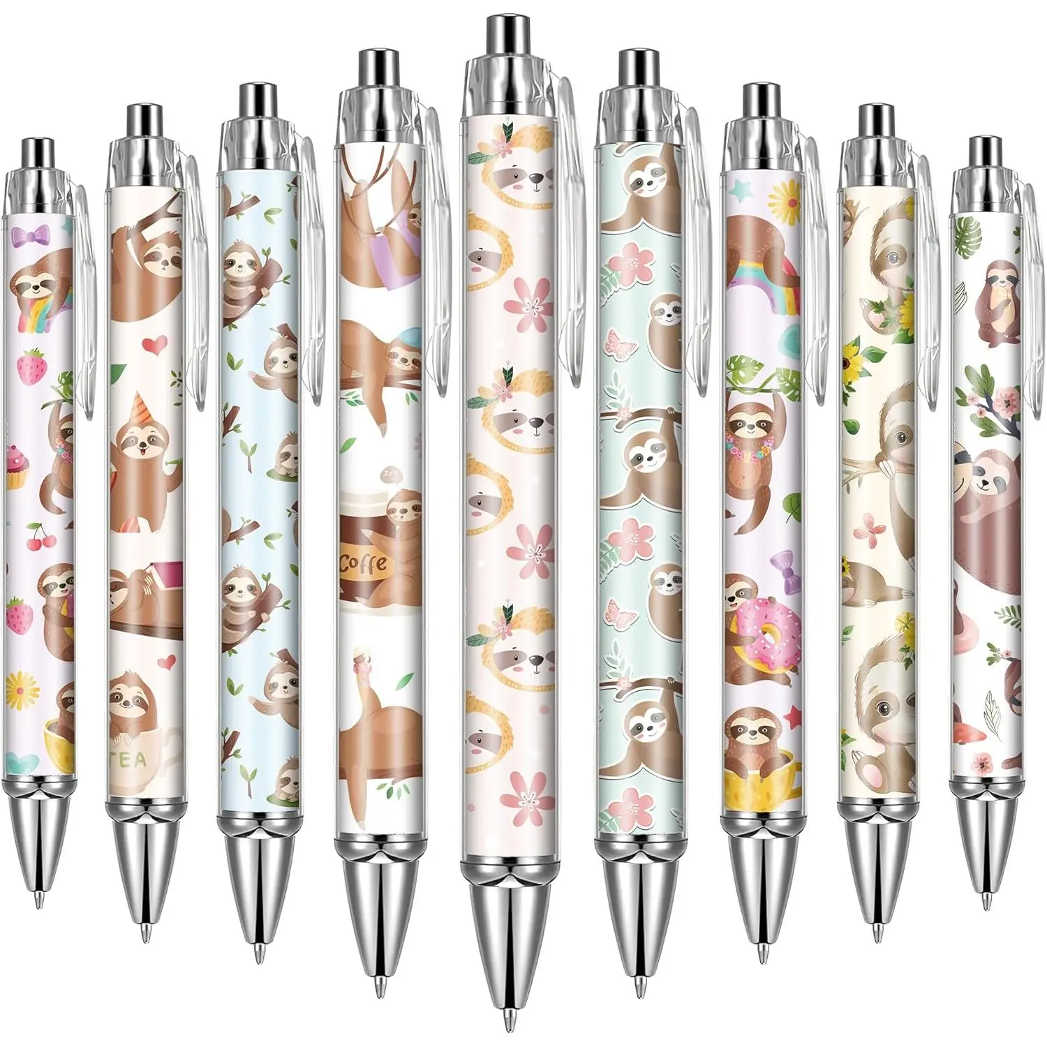 Cute Sloth Ballpoint Pens - 24 count Retractable Office Pen Gifts Funny Cartoon Sloths Black Ink Point Writing Smooth Supplies for Journaling School Work Home Women Men Nurse Teacher Students