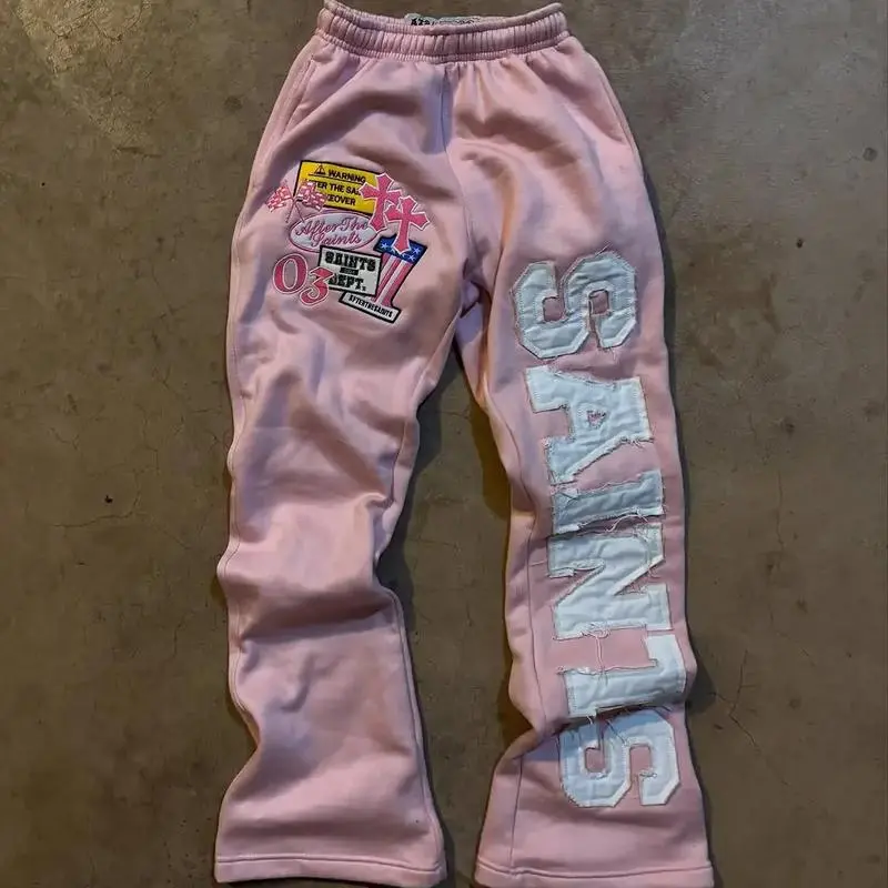 New2025 New Trend SAINTS Print Series Youth Couple Casual Wide-leg Pants Menswear Man