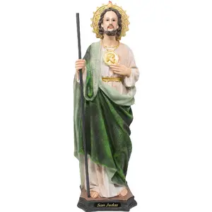 San Judas 16" Inch Tall Canvas Figure - Brand New in Box with Green and Gold Accents - Perfect for Any Collection Religious Decor Standing