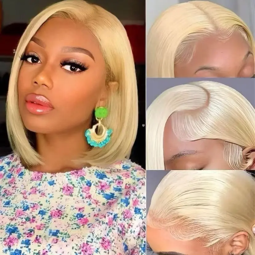 Shewell 613 Color Straight Bob Human Hair Wig 13*4 Front Lace Pre-Plucked 180 Density for Black Women