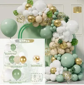 Balloon Garland Arch Kit, Sage Green And Golden Balloons, Metallic Olive Green White Golden Party Balloons Metallic Green And Golden Confetti Balloons Retro Green, Balloon Chain, Party Decoration, Atmosphere Props, Good for Event, decoradoras, de, eventos