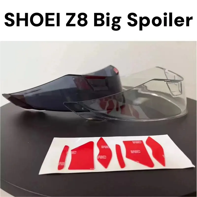 SHOEI Z8 Motorcycle Helmet Big Spoiler - Sporty Rear Deflector with 3M Adhesive, Easy Installation, Multiple Color Options (White, Bright Black, Tea, Transparent) - Enhances Helmet Appearance