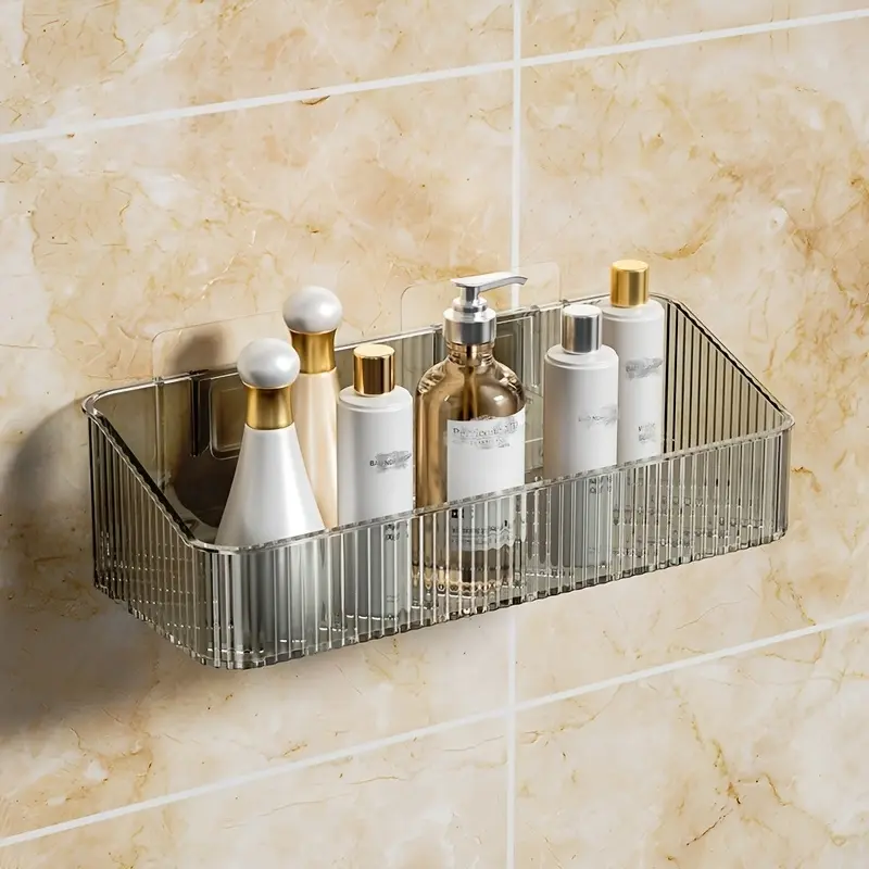 Wall Mounted Bathroom Shelf Organizer Hanging Plastic Shower Caddy Basket Storage Rack for Shampoo Soap Holder Bath Decor Bathroom Gadgets