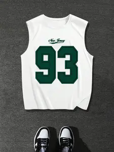 Men's Regular Fit Milano Italy Graphic Print Round Neck Tank Top, Casual Sleeveless Crew Neck Top for Summer, Fashion Men's Top for Daily Wear, Tshirt