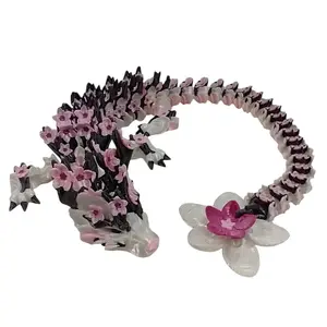 CinderWing3D Cherry Blossom Dragon Figurine 3D Printed Beautiful Articulating Lightweight Home Decor Flexible Display Options Durable PLA Material - Ornaments