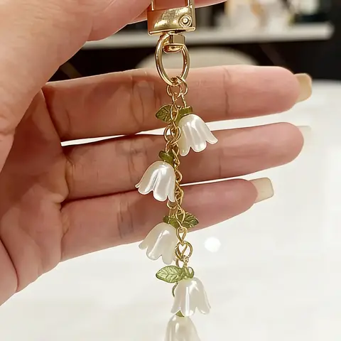 Lily of the Valley Flower Bag Charm, Elegant Versatile Purse Accessory, Purse Charms in Multiple Colors, Light Luxury Gift for Friends & Birthday