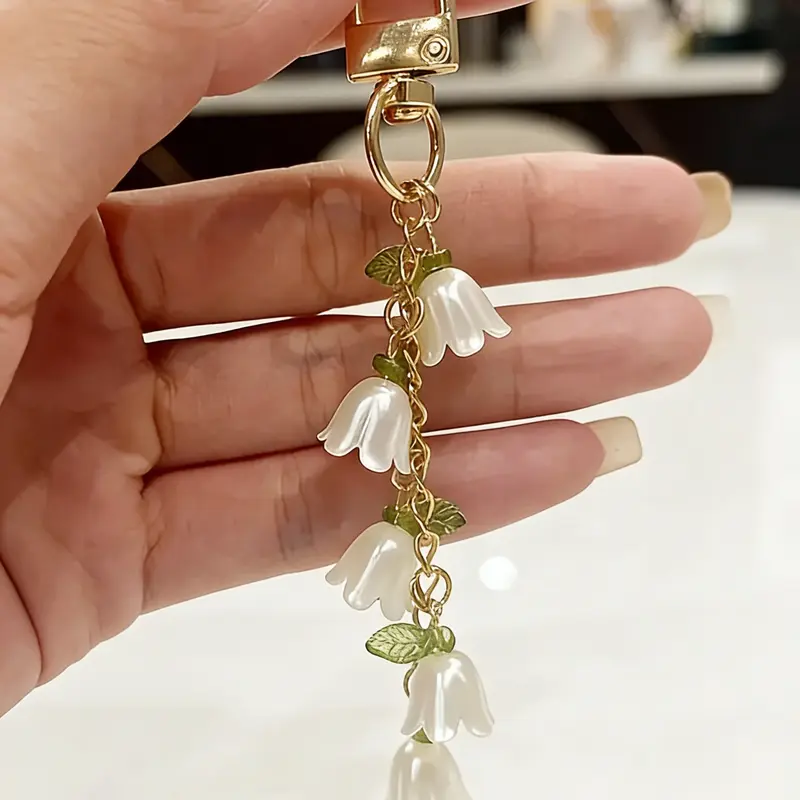 Lily of the Valley Flower Bag Charm, Elegant Versatile Purse Accessory, Purse Charms in Multiple Colors, Light Luxury Gift for Friends & Birthday