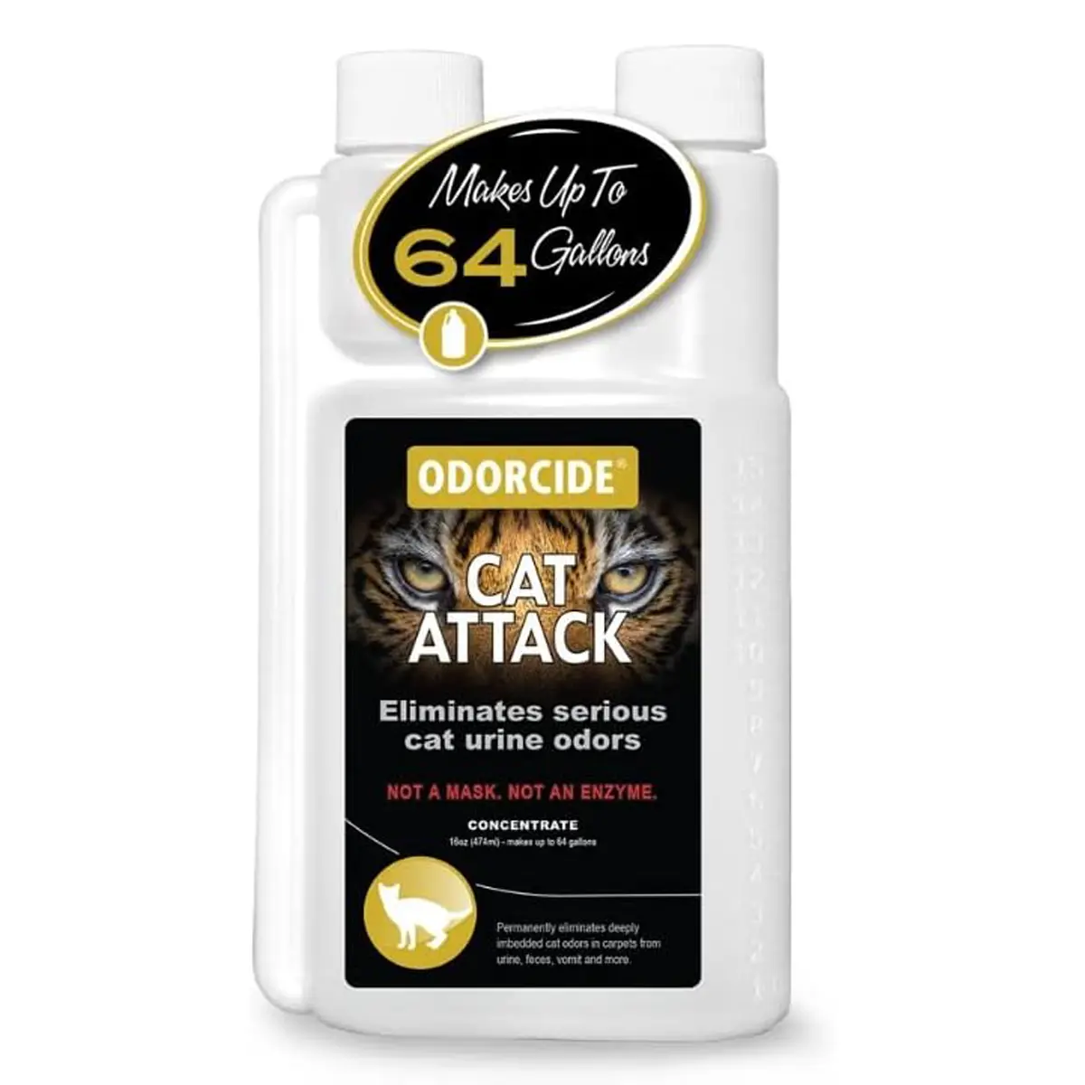 Odorcide Cat Attack Concentrate Odor Eliminator - Cat Odor Remover for Carpet & Upholstery-Cat Urine Remover for Litter Box - 16 oz and Gallon