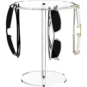 Sunglasses Holder Stand 360 Rotating, Eyeglasses Display Rack,Eyewear room Tabletop Glasses Storage Organizer (Acrylic, Round)