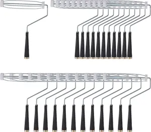 24 count 9 Inch  Roller Painting Roller Frame 5 Wire Brush Supplies for Wall House Homes (Black)
