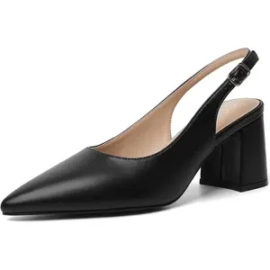 Block Slingback Heels for Women Pointed Closed Toe Chunky Heels Office Work Shoes Women's Pumps for Business Casual