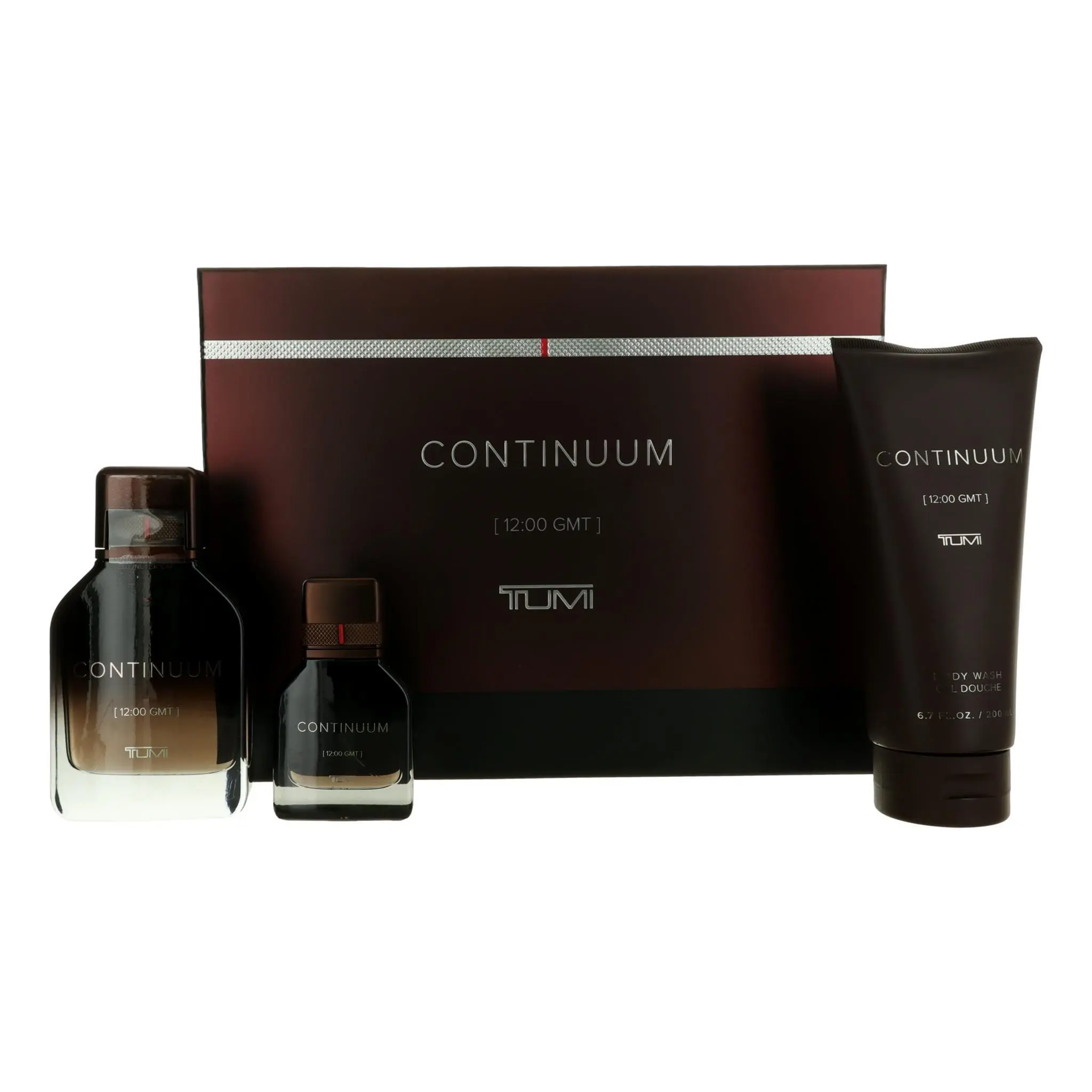 Continuum by Tumi for Men - 3 Pc Gift Set 3.4oz EDP Spray, 1oz EDP Spray, 6.7oz Body Wash