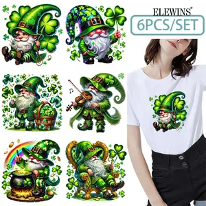 6 Pack St. Patrick's Day Dwarf Gold Heat Transfer Vinyl DTF Transfer for Tshirt Hoodie Jeans Backpack Pillow Machine Washable HTV DIY Kit for Men Women