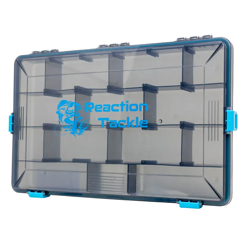 Reaction Tackle Fishing Tackle Boxes, 4-Latch System Stops Gear from Mixing - Adjustable Transparent Plastic Storage Trays with Removable Dividers - 2 or 4 Pack Set, Tackle Box, Lockable, Fishing Tackle Box, Tackle Organizer
