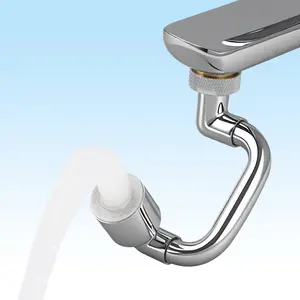 Hibbent 1440° Swivel Sink Faucet Aerator Extension, Chrome Bathroom Fixture Accessories with 2 Sprayers, Face Wash Filter & Toddler Extender for Kitchen/Bathroom Faucet Head Replacement