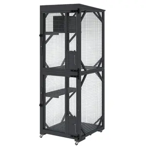 GAOMON Outdoor Window Cat Enclosure, Walk-in Cat Cage, Outdoor Enclosure Extra Large,Black,Small