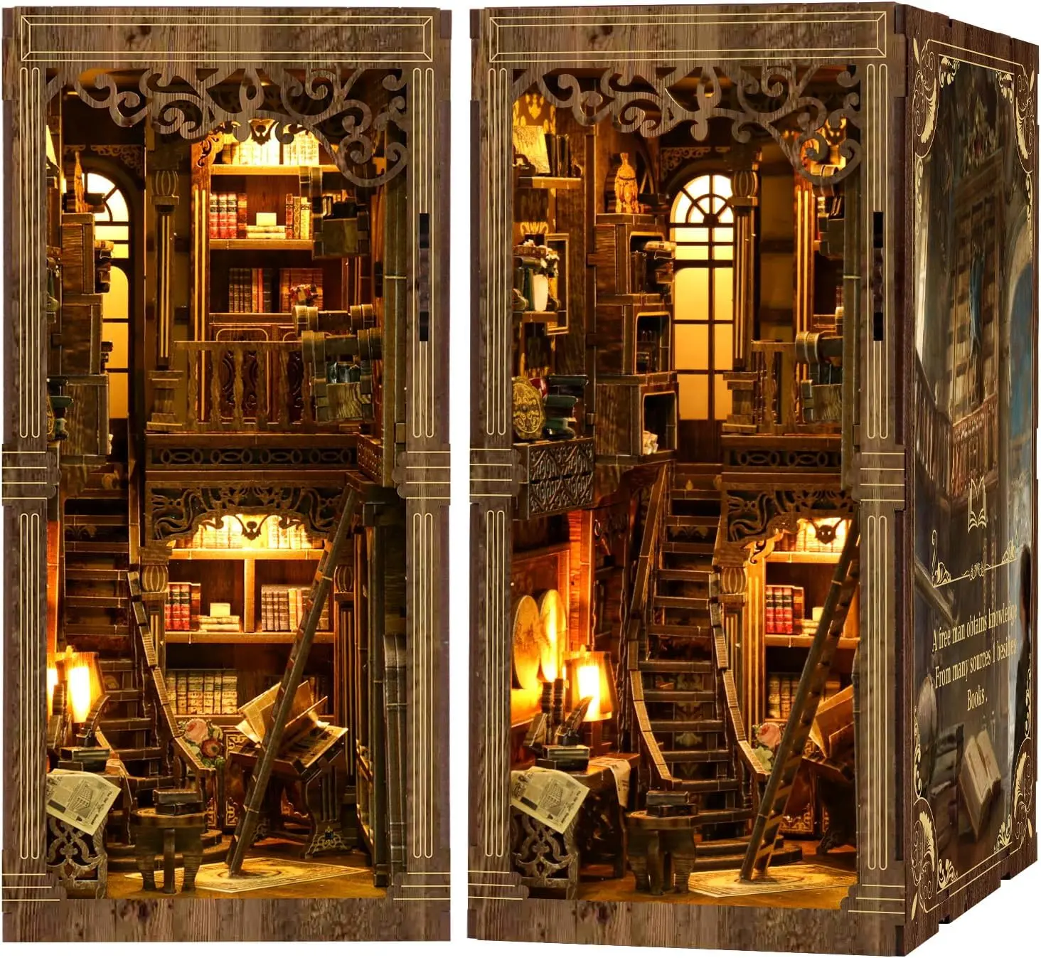 DIY Book Nook Kit (Antique Shop) – Mini Dollhouse with Furniture, LED Light, and 3D Wooden Puzzle Bookend