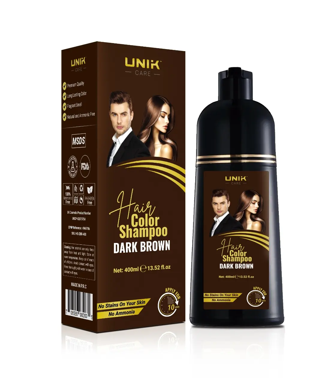 Dark Brown Hair Color Shampoo Ammonia-Free 400ml Gentle Haircare