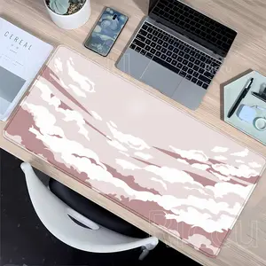 black and white Cloud cartoon Large Mousepad Gamer Keyboard Rug Landscape Pc HD Printing Gaming Mouse Pad Natural Rubber computer PC mouse Mat 400x900mm offices accessories overlock Desk Mat