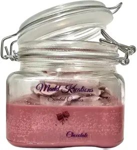 Madd Kreations Blueberry Chocolate Rose in a Cube Candle - Premium Soy Wax, Elegant Glass Jar, Medium Size 3.5" Diameter, Sweet Berry & Rich Chocolate Scent, Perfect for Any Room