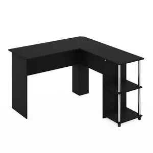 The ABBOTT Desk in Americano/Stainless Steel makes your setup feel more functional with a 47.2-inch desk, a side bookshelf and an L-shaped layout, and a design that fits naturally into a bedroom or home office corner.
