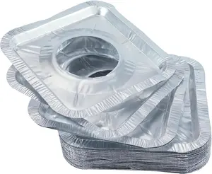 Gas Burner Liners (50 Pack) 8.5" Disposable Aluminum Foil Square Stove Burner Covers - Gas Range Protector Foil Liners to Catch Oil,  and  Spills