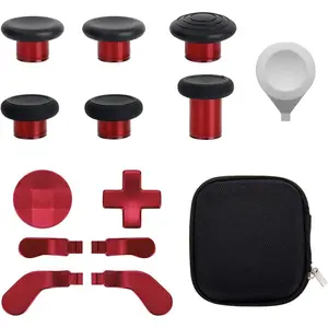13 in 1 Metal Thumbsticks for  One Elite Series 2, Elite Series 2 Controller Accessory Parts, Gaming Accessory Replacement, Metal Mod 6 Swap Joystick, 4 Paddles, 2 D-Pads, 1 Tool ( Red)