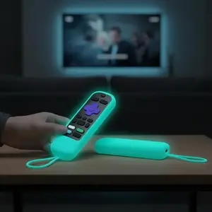 Glow in The Dark Silicone Remote Control Cover, 1 Count Luminous Remote Case with Lanyard , Alexa Voice Remote & Fire TV Stick 4K Voice Remote Cover, Home Appliance Accessory,Christmas Gift