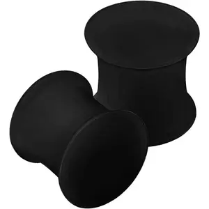 2PCS Silicone Black 0g 8mm Double Flared Saddle Earring Stretcher Ear Gauge Plug Lobe Piercing Jewelry 2667