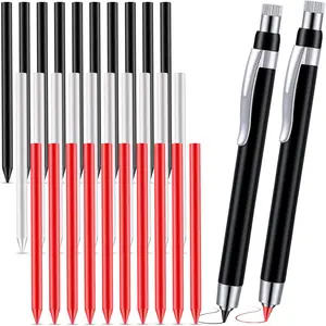 5.6 mm Diameter Mechanical Pencil Artist Carpenter Drafting Pencils Metal Marker with Built Sharpener for Construction Drafting Crafting Sketching  Working(32 Pcs)