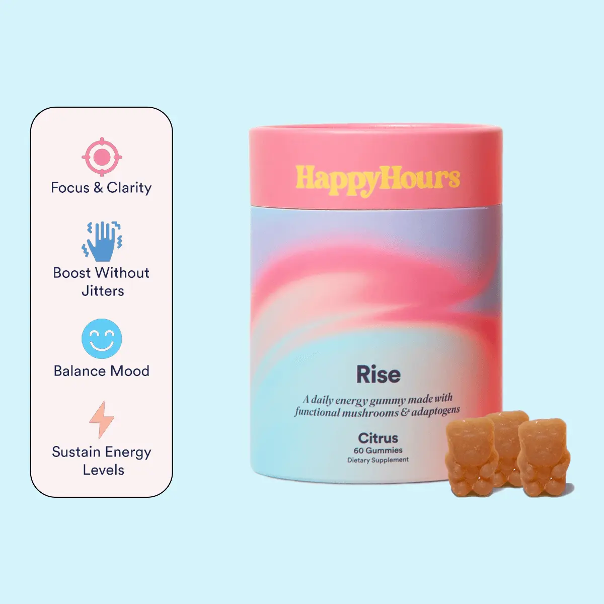 Rise Nootropic Gummies – 60‑Count Bottle
