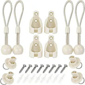 Coolaroo Replacement Part Roller Shade Hardware Bungee Kit and End Cap Tie Downs for Coolaroo Outdoor Roller Shade (2, Ivory)