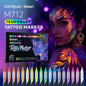 Langguo×qimiart M712 Temporary Tattoo Pen, Smart Ink System, Fluorescent Effect, Waterproof, Easy to Clean, Perfect for Parties and Events