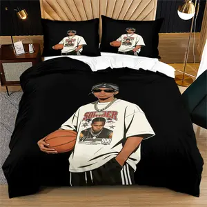 Sports Basketball Trendy Print Bedding Set, Includes 1 Bedspread and 1 or 2 Pillowcases, Excluding Quilt and Pillow Inserts, Suitable for Bedroom or Dormitory Bedding Sets, Ideal for Gifting or Personal Use