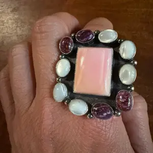 Pink Conch & Mother-of-Pearl Native Sterling Ring